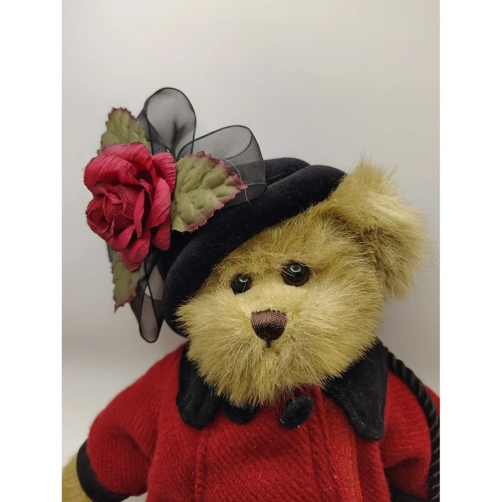 Bearington Collection‎ Teddy Bear Red Pea Coat Black Rose Hat Plush Collectible